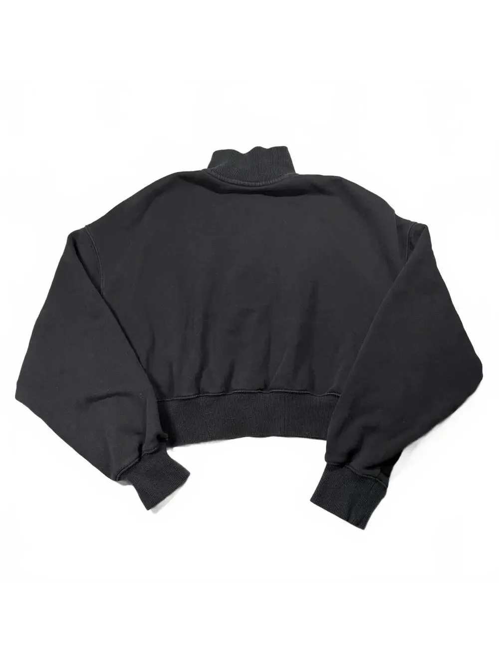 Nike Women's Black Cropped Quarter Zip Fleece Sweatshirt Size M Embroidered
